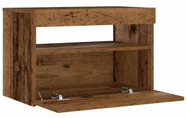 Éjjeliszekrény LED fényekkel régi fa 60x35x40 cm gépelt fa
