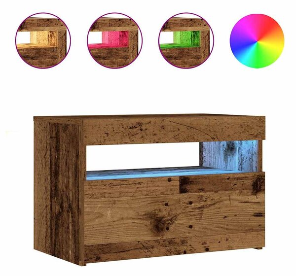 Éjjeliszekrény LED fényekkel régi fa 60x35x40 cm gépelt fa