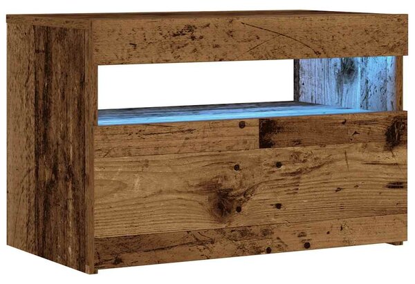 Éjjeliszekrény LED fényekkel régi fa 60x35x40 cm gépelt fa