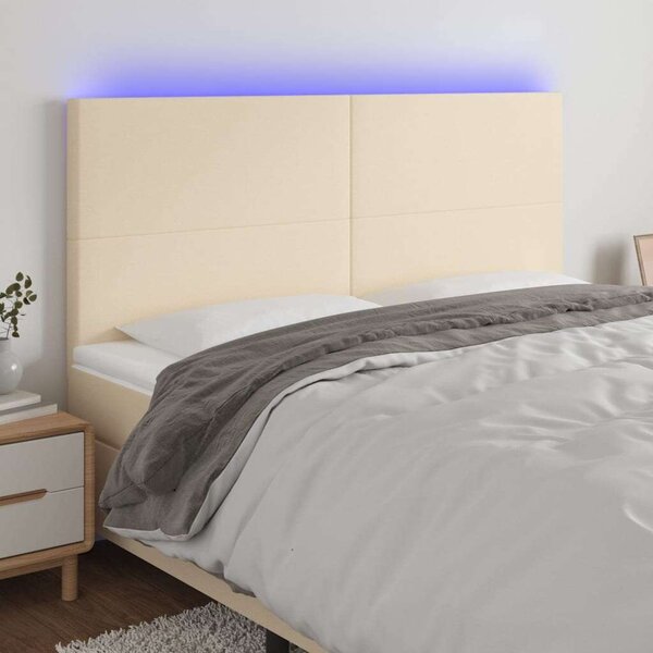 VidaXL Ágytámlá - Krémszínű Szövet LED-es - 160cm
