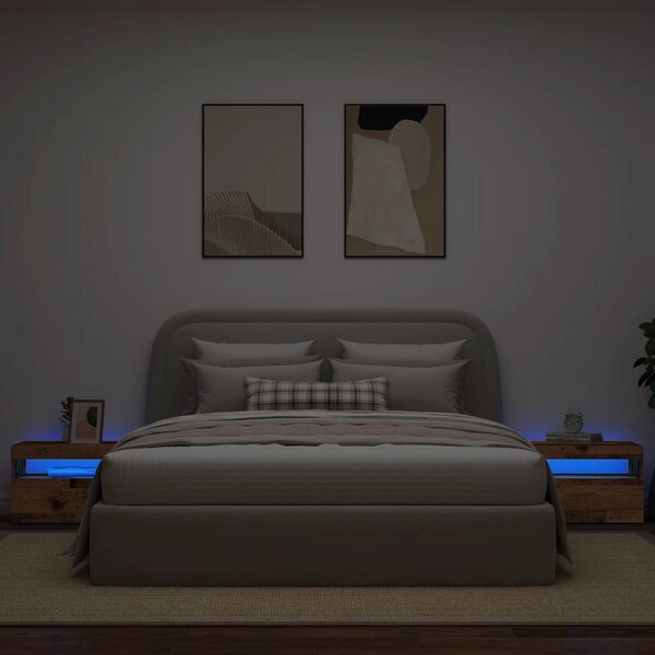 Éjjeliszekrény LED fényekkel régi fa 60x35x40 cm gépelt fa