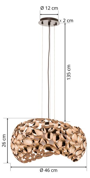 Schuller Valencia Narisa LED függőlámpa Ø 46 cm rózsaarany/barna, Nappali / Étkező, fém, Dizájn