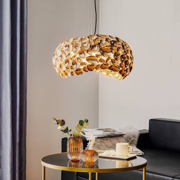 Schuller Valencia Narisa LED függőlámpa Ø 46 cm rózsaarany/barna, Nappali / Étkező, fém, Dizájn