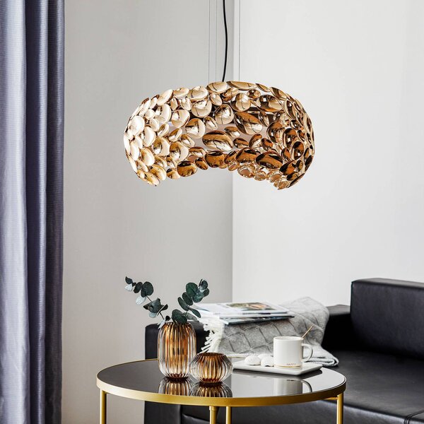Schuller Valencia Narisa LED függőlámpa Ø 46 cm rózsaarany/barna, Nappali / Étkező, fém, Dizájn