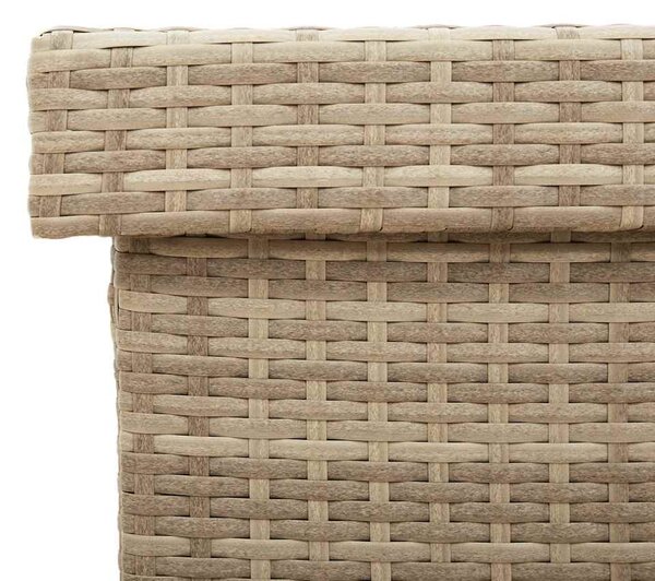 Bézs polyrattan kerti tárolóláda kerekekkel 160x55x75 cm