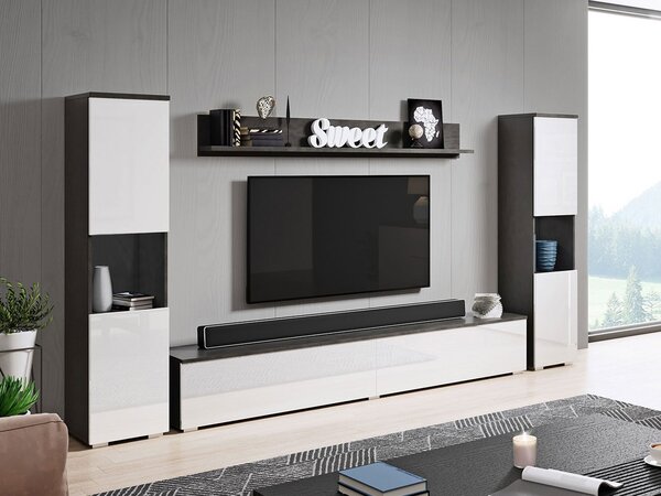 Nappali fal Nova XL (matrac + fehér fényes)
