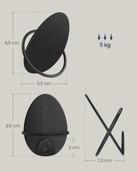 Fali fogas 4 db, falra szerelhető, fekete