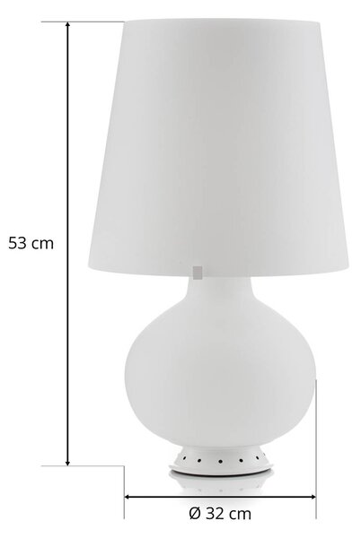 Fontana Arte - asztali lámpa 53 cm, Fehér / opál, Hálószoba, Üveg, Dizájn