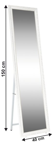 KONDELA Álló tükor, fehér/arany dísz, LAVAL