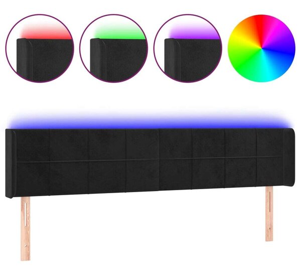 Bársony LED Fejtámla - Fekete - 203cm