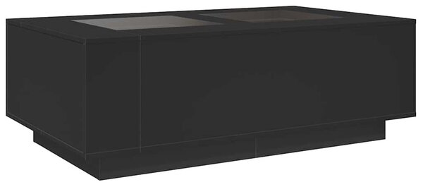 Fekete végtelen hatású LED-es dohányzóasztal 116 x 69 x 40 cm