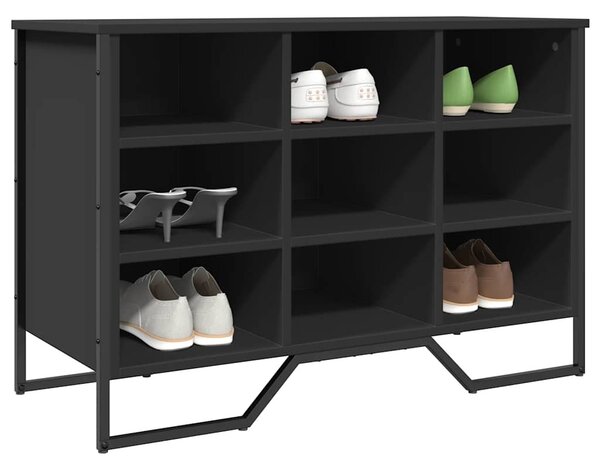 Fekete szerelt fa cipőszekrény 90 x 38 x 61,5 cm
