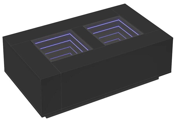 Fekete végtelen hatású LED-es dohányzóasztal 116 x 69 x 40 cm