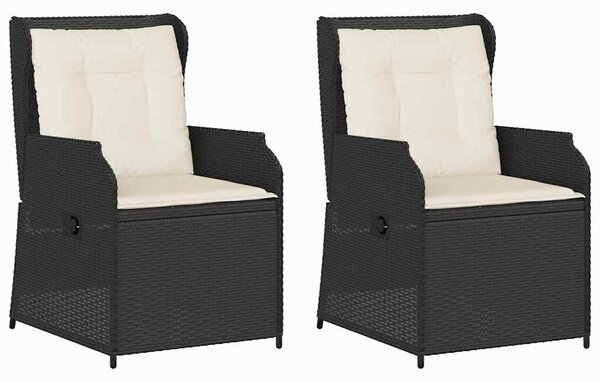 Kerti pad 2 db Fekete polirattan