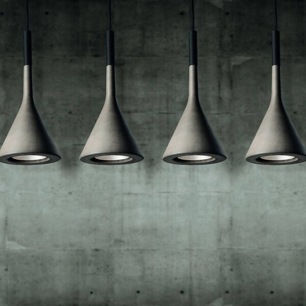 Foscarini Aplomb Mini függő lámpa betonból, szürke, dimmelhető, Alu / szürke / cink, Konyha, Beton, Dizájn