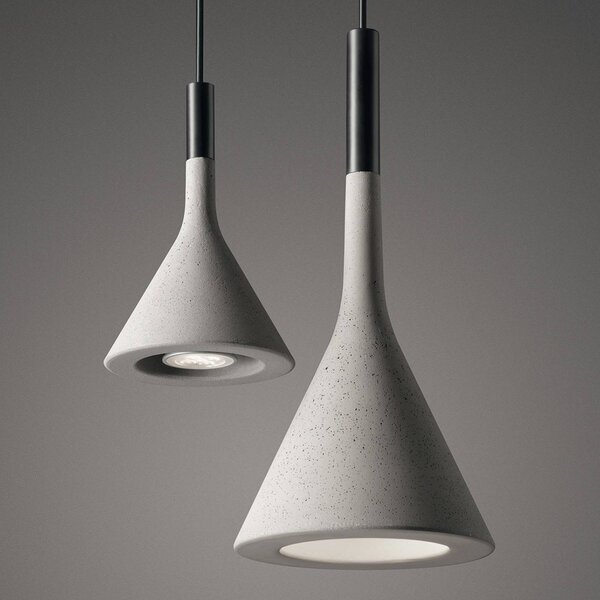 Foscarini Aplomb Mini függő lámpa betonból, szürke, dimmelhető, Alu / szürke / cink, Konyha, Beton, Dizájn