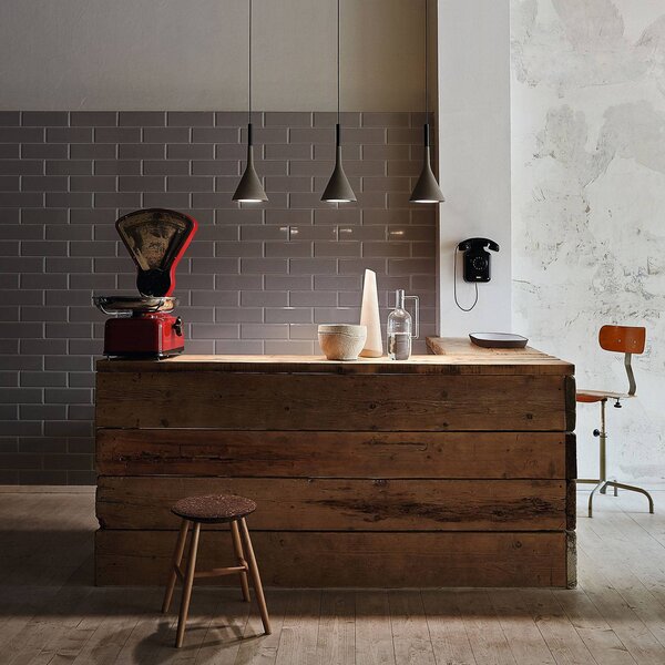 Foscarini Aplomb Mini függő lámpa betonból, szürke, dimmelhető, Alu / szürke / cink, Konyha, Beton, Dizájn