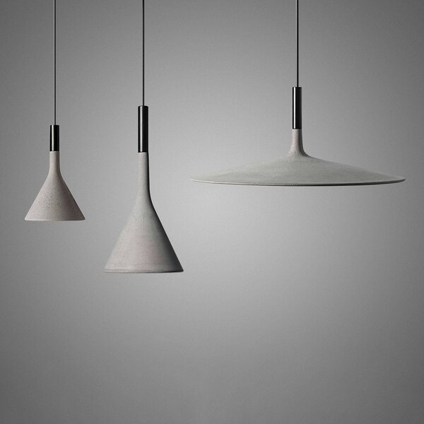 Foscarini Aplomb Mini függő lámpa betonból, szürke, dimmelhető, Alu / szürke / cink, Konyha, Beton, Dizájn