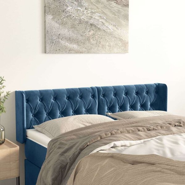 VidaXL Sötétkék Bársony Fejtámla - 147cm