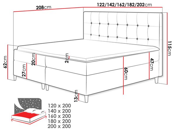 Franciaágy 140cm Citar (világos bézs)
