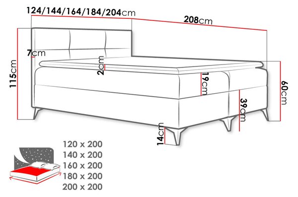 Franciaágy 160cm Despedira (piros)