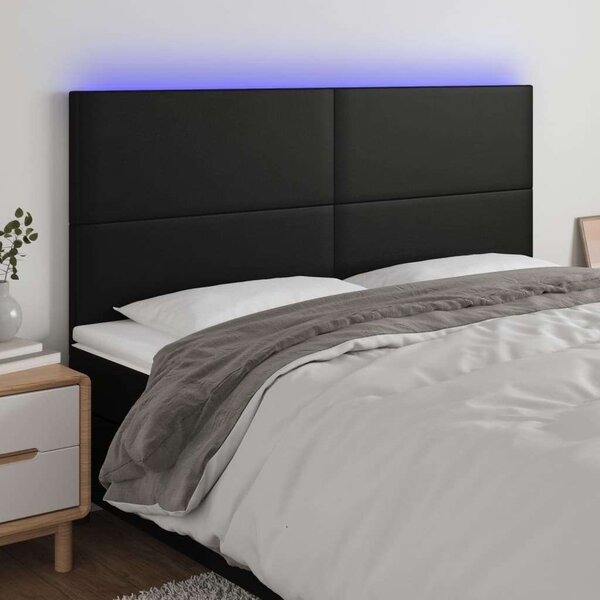 VidaXL fekete műbőr LED-es fejtámla 200x5x118/128 cm