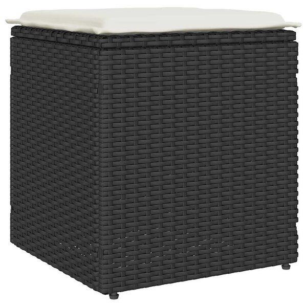 Kerti székek párnákkal 2 db fekete 40x40x43 cm polirattan