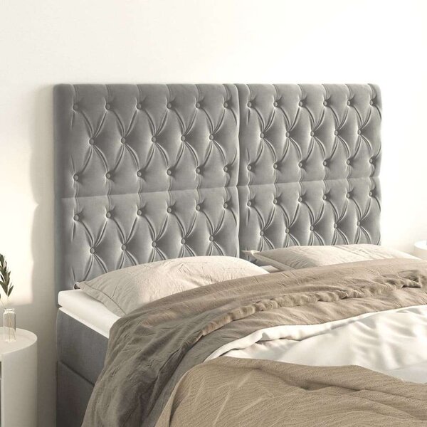 VidaXL 4 db világosszürke bársony fejtámla 80x7x78/88 cm