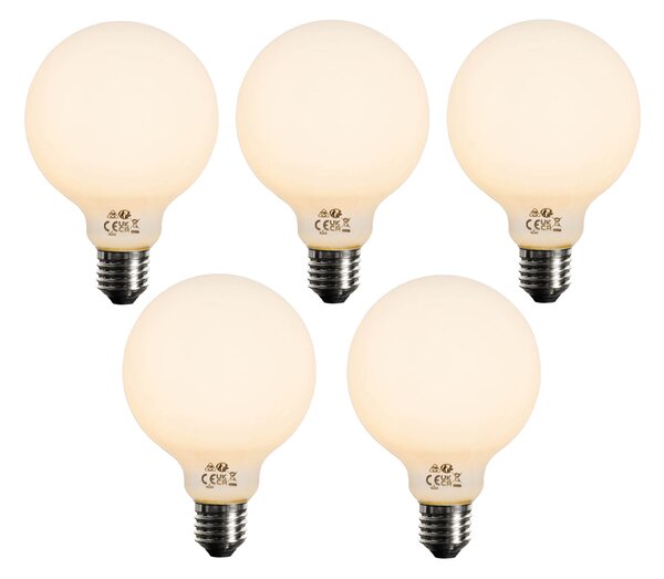 5 db E27 Dimmelhető LED izzó Opál G95 5W 450lm 2200K