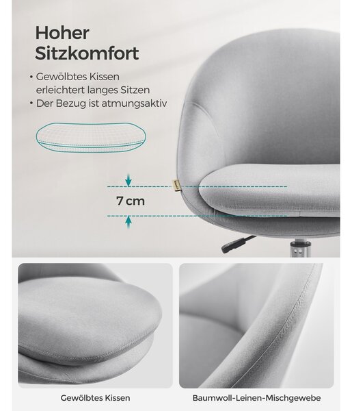 Irodai szék Songmics, szürke, 56x60x93.3 cm
