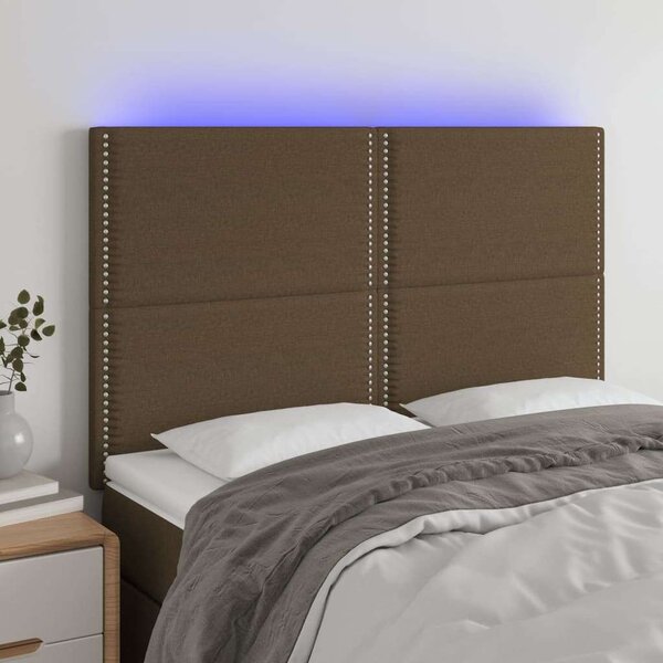 VidaXL sötétbarna szövet LED-es fejtámla 144x5x118/128 cm