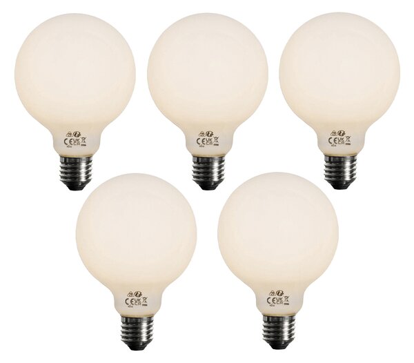 5 db E27 3-lépcsős dimmelhető LED izzó opál üveg G95 4W 450lm 3000K