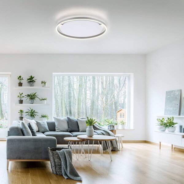 JUST LIGHT. GmbH LED mennyezeti lámpa Ritus, Ø 58,5cm, alumínium, dimmelhető, Alu / szürke / cink, Nappali / Étkező, Alumínium, Modern