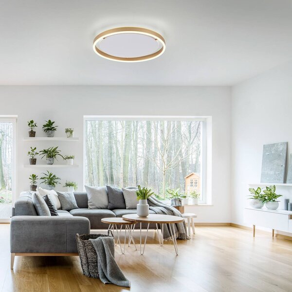 JUST LIGHT. GmbH LED mennyezeti lámpa Ritus, Ø 39.3cm matt sárgaréz, dimmelhető, Bronz / antik sárgaréz, Nappali / Étkező, Alumínium, Modern