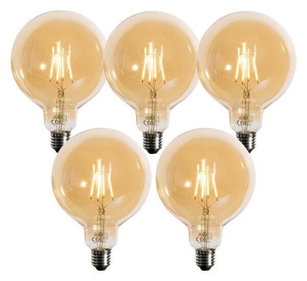 5 darabos E27 dimmelhető LED izzókészlet arany G125 4,9W 450 lm 2200K