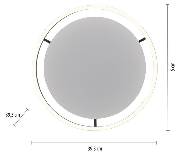 JUST LIGHT. GmbH LED mennyezeti lámpa Ritus, Ø 39.3cm, antracit, dimmelhető, Fekete, Nappali / Étkező, Alumínium, Modern