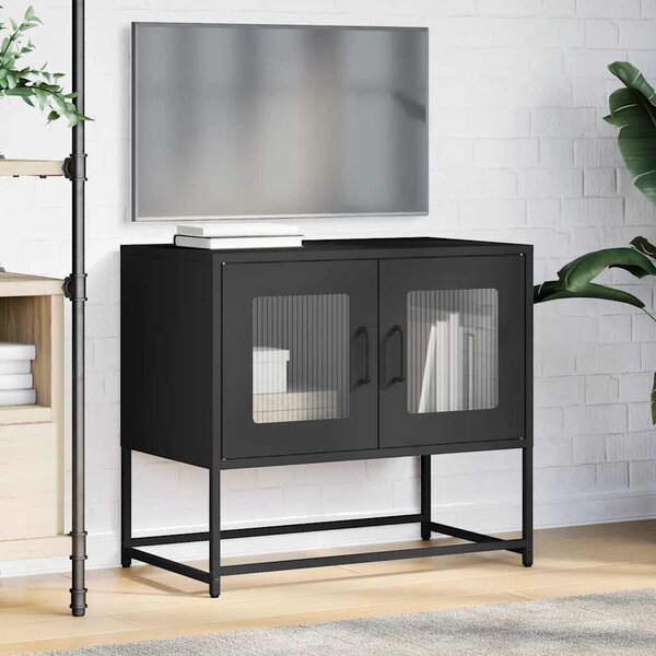 Fekete hidegen hengerelt acél TV-szekrény 68x39x60,5 cm