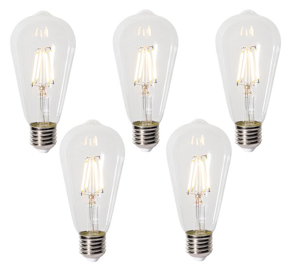5 darabos E27 dimmelhető LED izzókészlet ST64 átlátszó 5W 600 lm 2700K