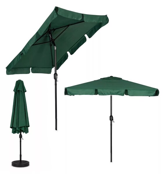 Kerti napernyő, MultiGarden SL-UM019-9, zöld, téglalap alakú, 200 x 130 cm, magasság: 212 cm, tekerőkarral, 38 mm acél rúd, 4 szegmens, dönthető, UV-álló, esőálló, 160 g/m2