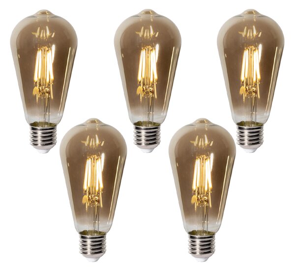 5 darabos E27-es dimmelhető LED izzókészlet ST64 füstüveggel 5W 450 lm 2700K