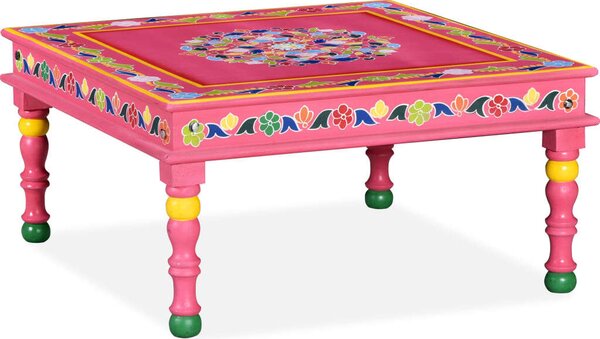 VidaXL rózsaszín, kézzel festett, tömör mangófa dohányzóasztal