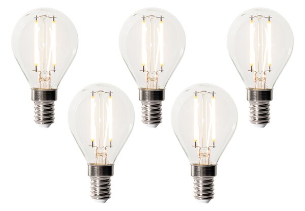 5 darabos E14 dimmelhető LED izzókészlet P45 átlátszó üveg 3W 250 lm 2200K