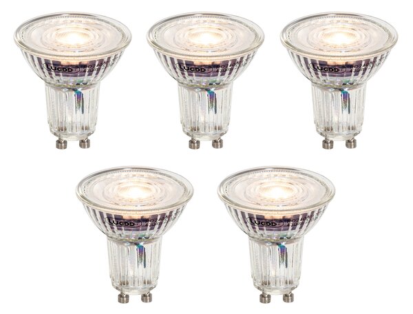 5 darabos GU10 50 mm-es dimmelhető LED izzókészlet, átlátszó, 4,9 W, 430 lm, 2700 K