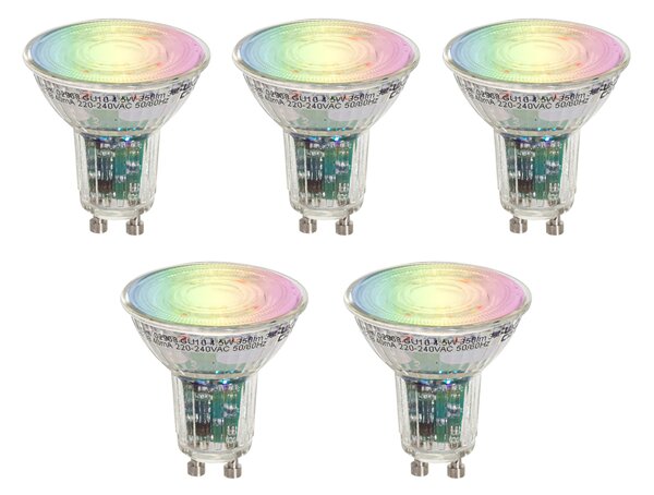5 darabos Smart GU10 50 LED izzókészlet átlátszó RGBW 4,5W 350 lm 2700-6000K