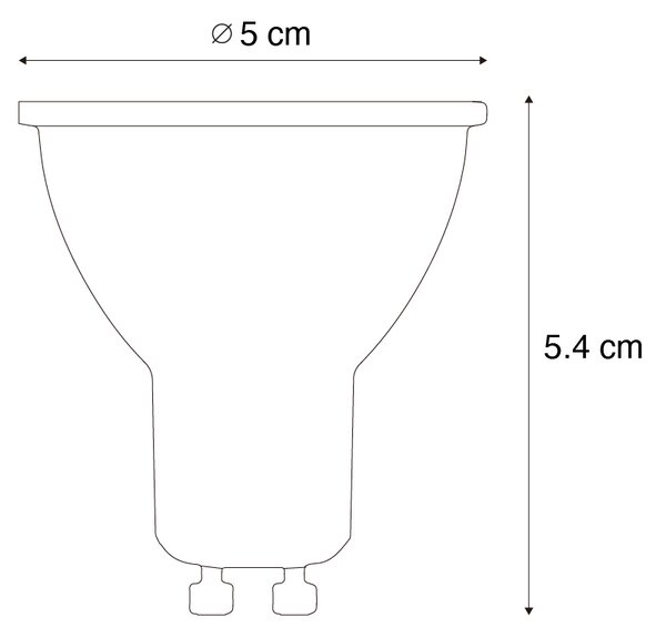 5 darabos GU10 50 mm-es dimmelhető LED izzókészlet, átlátszó, 4,9 W, 450 lm, 2700 K