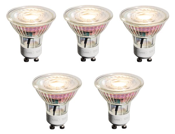 5 darabos GU10 50 mm-es dimmelhető LED izzókészlet, átlátszó, 4,9 W, 450 lm, 2700 K