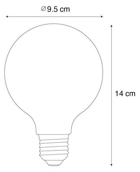 5 darabos E27 dimmelhető LED izzó spirál filament G95 arany 4W 270 lm 2100K készlet