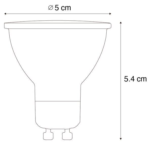 5 darabos GU10 50 mm-es dimmelhető LED izzókészlet, átlátszó, 4,5 W, 365 lm, 2700 K