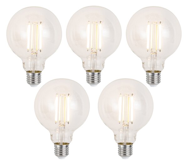 5 db Okos E27 Dimmelhető LED Izzó G95 Átlátszó 7W 806lm 2700-6500K