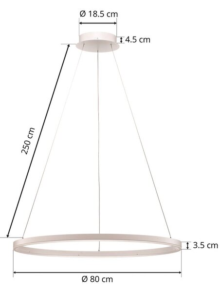 Arcchio Albiona LED lógó világítás, fehér, 1 gyűrű, Ø 80 cm, dimmelhető, Fehér / opál, Konyha, fém, Modern